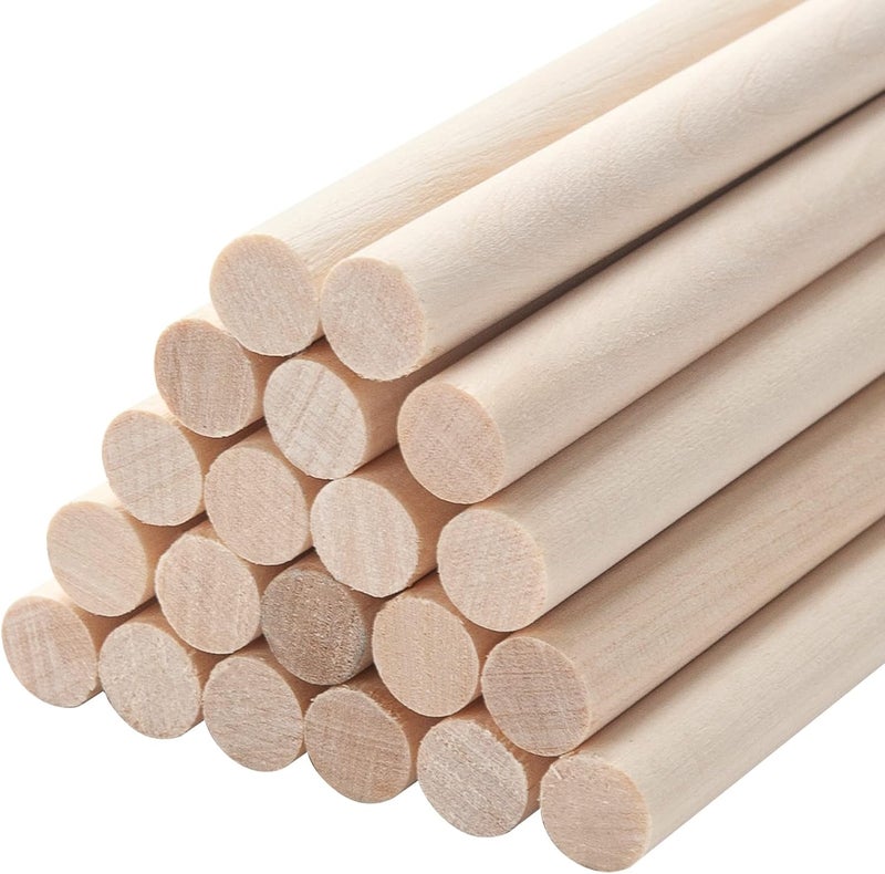 Coowayze 20 PCS Wooden Dowel Rods Wood Macrame Dowels 1/2x 12 inch, Round Wooden Sticks for Crafts, Unfinished Hardwood Sticks for Arts and DIYers, Crafting, Tiered Cake Support and Wedding Ribbon Wands - Image 1